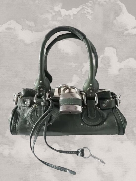 Chloe Handbags - CHLOE Paddington Bag Small Green Silver Satchel Tote Phoebe Philo Y2K